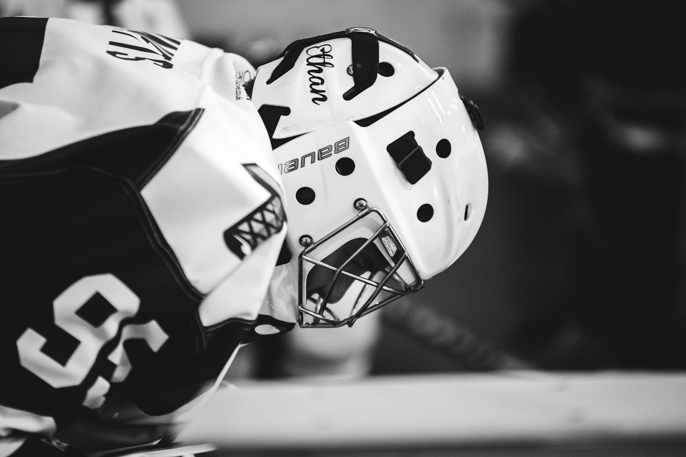 Goalie mask close-up
